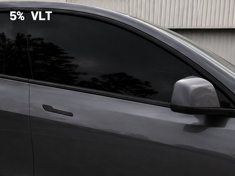 Tesla Model Y front window with 5% VLT limo window tint, San Diego